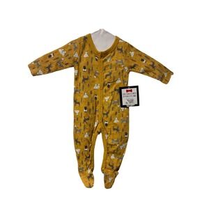Dapper Dude Baby Boy Mustard Yellow Wilderness Ribbed Cotton Footed Sleeper 0-3M